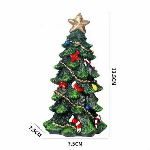Christmas Tree Decorations Resin Holiday Tree Figurine Mini Christmas Tree Figurine,Resin Holiday Tabletop Ornament for Party Home Decor