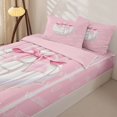 thumbnail image 3 of Manfei Pink Bowknot Zipper Twin Comforter Sets with Fitted Sheet and 2 Pillowcases,3D Cartoon Volleyball Pattern Zipper Bedding Set,Pink Reversible,4 Pieces, 3 of 7