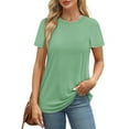 thumbnail image 2 of MOSHU 3 Pack T-Shirts for Women Short Sleeve Summer Womens Tops Casual Curved Hem Shirts Beach Outfits, 2 of 9