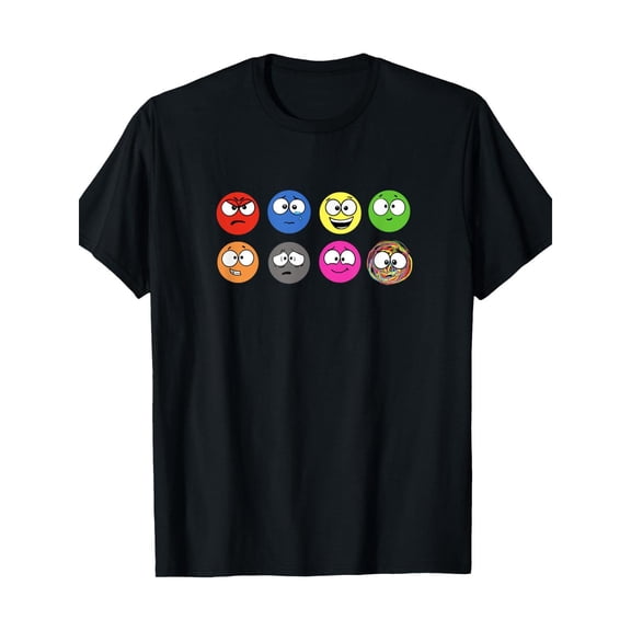 Unisex Black Emoji Mood Spectrum Graphic Tee Plus Size S-5XL, Playful Printed T-Shirt, Casual Oversized Top for Emoji Enthusiasts & Trendy Style Lovers
