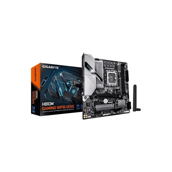 GIGABYTE H810M GAMING WIFI6 GEN5 Intel LGA 1851 mATX Motherboard, Support Core Ultra (Series 2), DDR5, 4 1 2 Power Phase, PCIe 5.0 x16, 1x M.2, USB 3.2 Gen 1, Front USB-C, WiFi 6, 2.5GbE, EZ-Latch