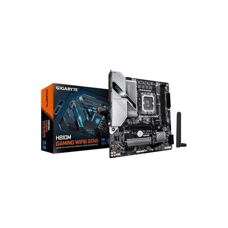 GIGABYTE H810M GAMING WIFI6 GEN5 Intel LGA 1851 mATX Motherboard, Support Core Ultra (Series 2), DDR5, 4+1+2 Power Phase, PCIe 5.0 x16, 1x M.2, USB 3.2 Gen 1, Front USB-C, WiFi 6, 2.5GbE, EZ-Latch