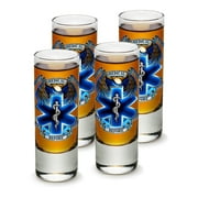 SET OF 4 Emergency Medical Services Service Before Self 2OZ Shooter Shot Glasses