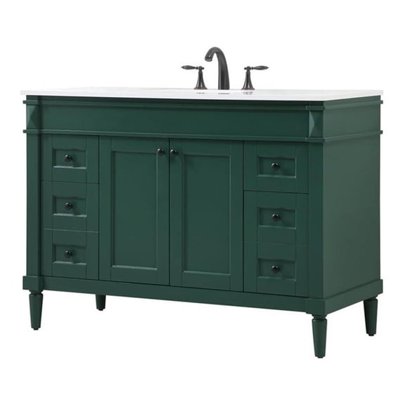 Elegant Decor Bennett 48" Aluminum MDF Single Bathroom Vanity in Green