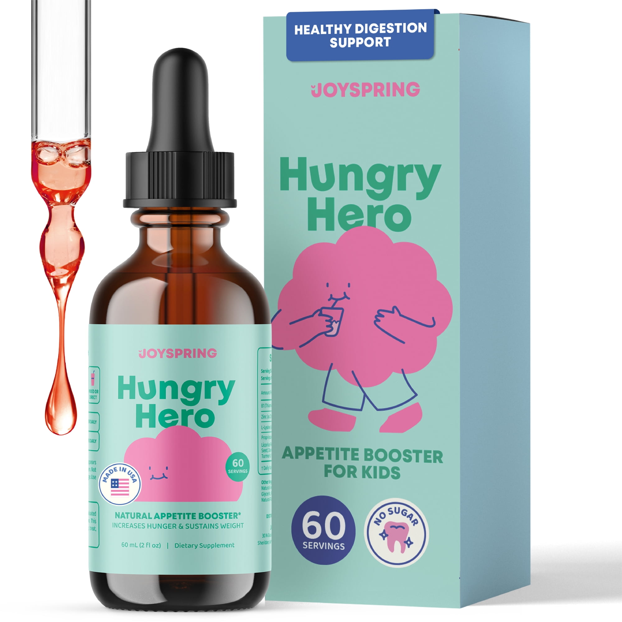 JoySpring Hungry Hero Kids Appetite Drops, 2 oz, Ages 3+