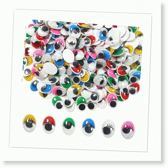 Colorful Self-Adhesive Wiggle Eyes with Lashes - 252pcs Oval Stickers for Scrapbooking and DIY Decoration - 12x16mm Plastic Stickers by TOAOB