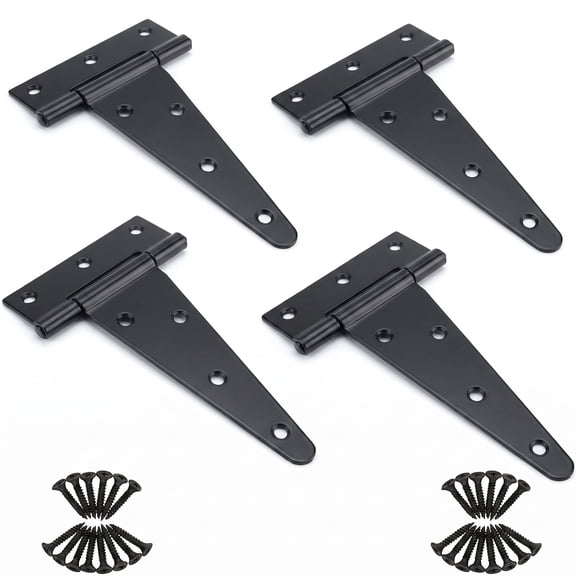 4 Pcs 8 Inch T Strap Heavy Duty Gate Hinges, Wrought Iron Rustproof Tee Strap Hardware for Wooden Shed Barn Door