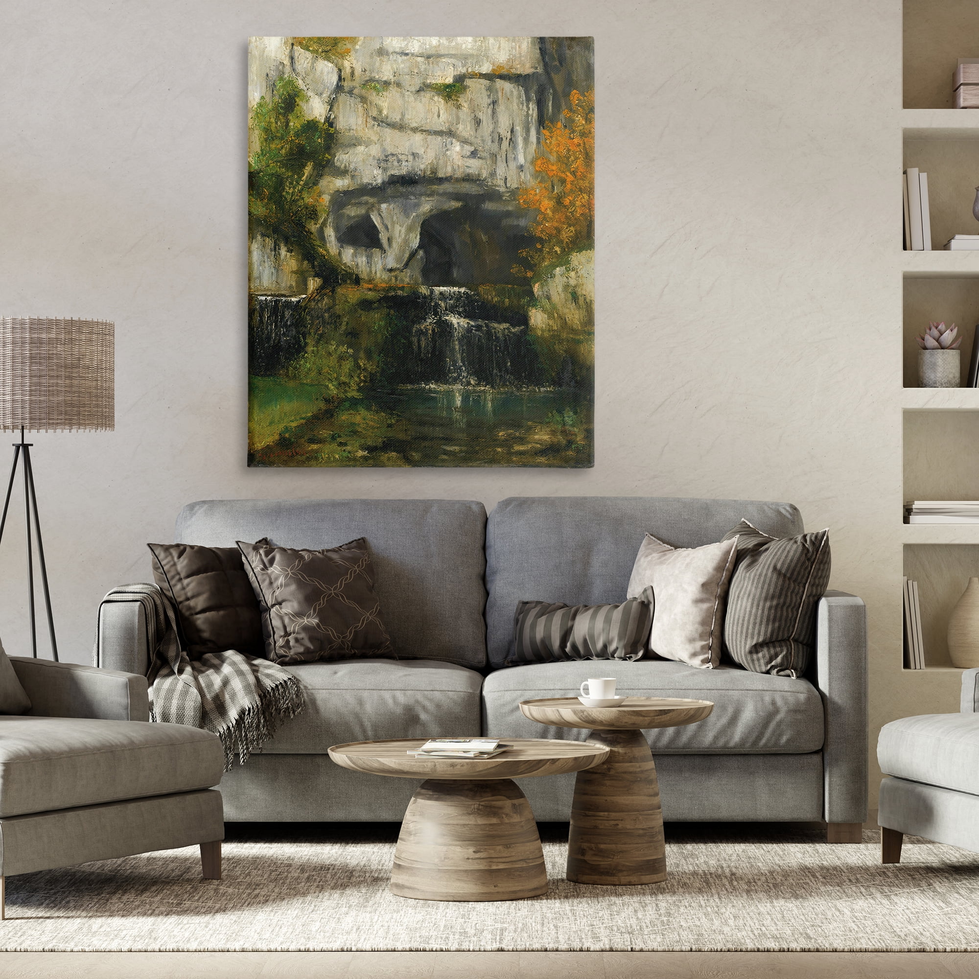 Stupell Industries Classic Courbet Waterfall Landscape & Nature Painting Wrapped Canvas Art Print Wall Art, 36 x 48