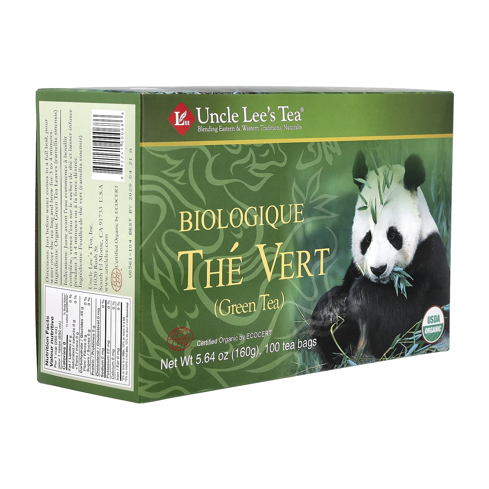(2 pack) Uncle Lee's Organic Green Tea Bags - USDA Certified