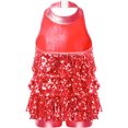 thumbnail image 4 of iEFiEL Womens Shiny Sequins Latin Dancewear Halter Unitard Modern Jazz Performance Romper Dance Costume Red One Size, 4 of 7