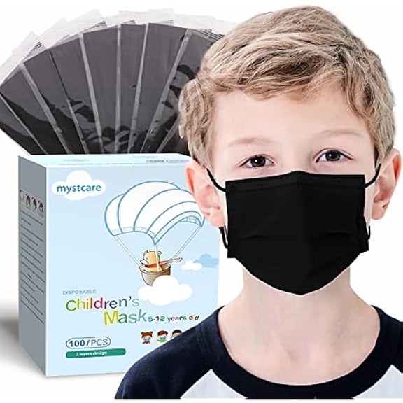 Individually Wrapped Masks 100 Pack Disposable,Face Mask Protection for Adults 3-Layer Filter Safety Face Masks(100, Black)