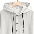 thumbnail image 6 of RYDCOT Men's Corduroy Shirt Jacket Quilted Lined Hoodies Winter Warm Cotton Coat Casual Button Down Jackets White, 6 of 9