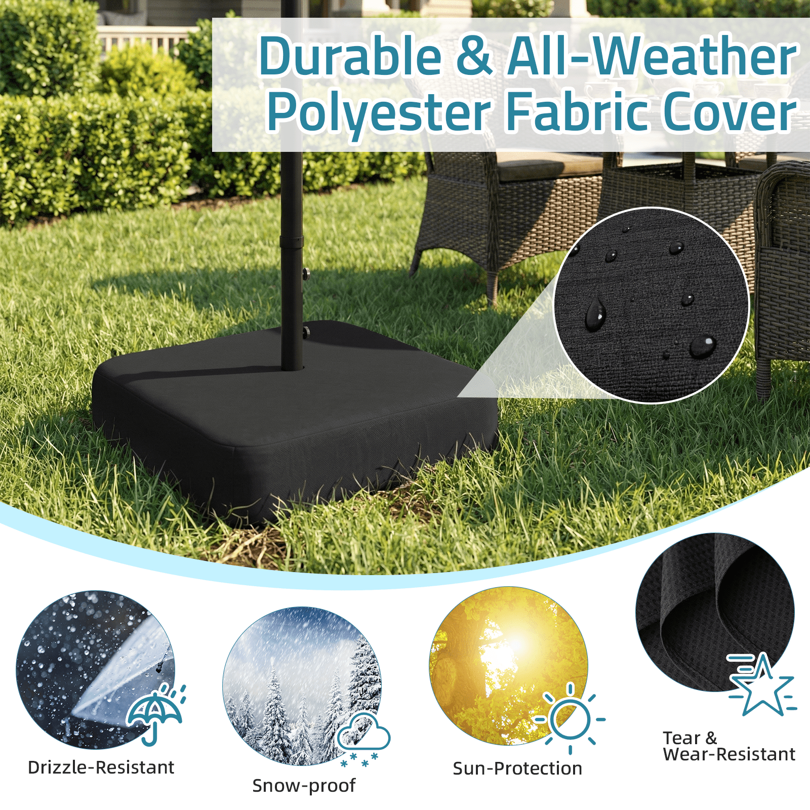 AECOJOY Umbrella Stand,Heavy-Duty 220lb with Sandbags,Compatible with 1.9" Pole,Outdoor Umbrella Base, Black
