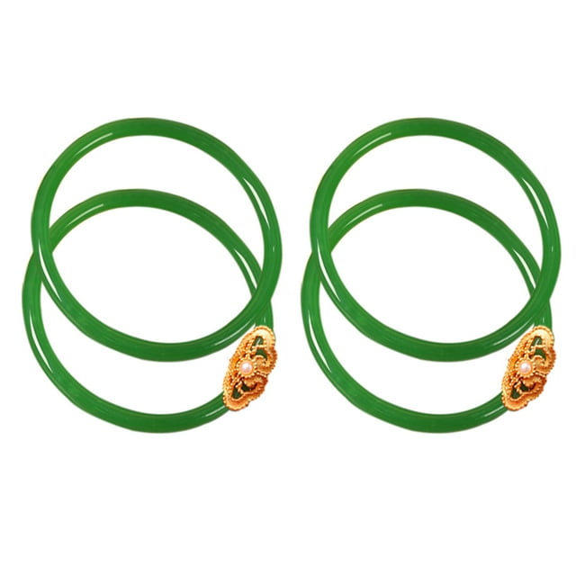 2 pares de brazaletes de cristal para mujer, brazaletes de cristal auspiciosos, brazaletes a juego de disfraces tradicionales, color verde