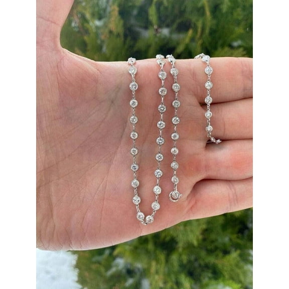 4CT Round Cut Lab-Created Diamond Tennis Necklace Women's 14k White Gold Plated