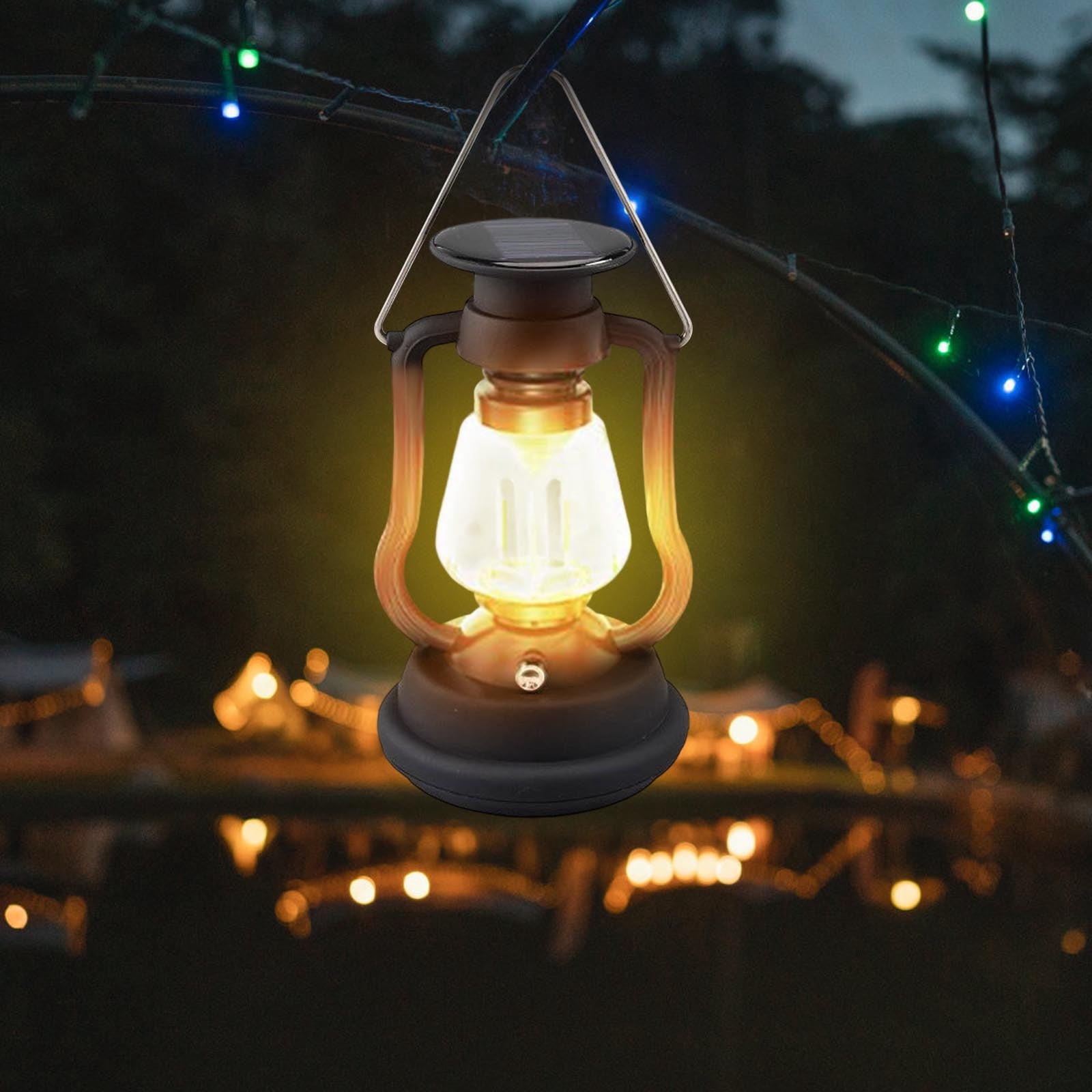YiJuHui 3pcs Solar Powered Camping Lantern Vintage Style Outdoor Light with Hand Crank USB-C Charging Portable Tent Light for Emergency Hiking