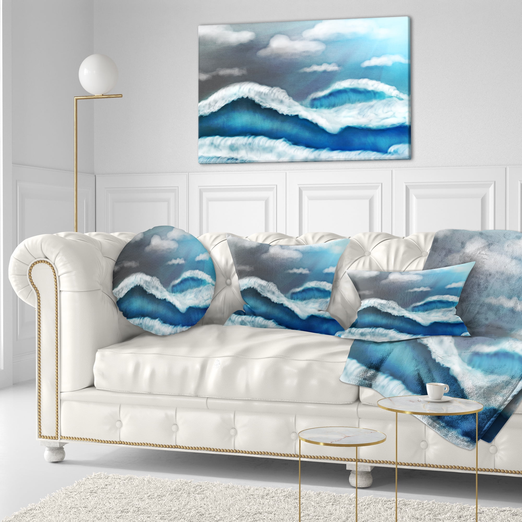 Designart Blue Sky with Clouds - Landscape Printed Throw Pillow - 12x20