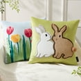 thumbnail image 3 of Phantoscope Easter Embroidered Rabbits Throw Pillow Cover Decorative for Bedroom, Living Room, sofa, office 18" x 18", Light Green, 1 Pack, 3 of 4