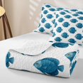 thumbnail image 4 of spefrowx Simple Watercolor Round Discus Fish Quilt Full for Girls Boys, Blue Tropical Sealife Full Bedspread Sets, 3 Pieces, 4 of 7