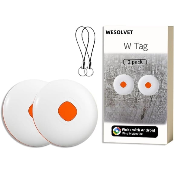 Android Mini Air Tracker Smart Locator Tags (Google Find My Device) for Keys, Dog, Kids, Luggage, Vehicles. Waterproof, Worldwide tracking, No GPS,2 pack