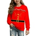 thumbnail image 2 of ZHOGXU Big Kids Girls Christmas Pullover Long Sleeve Round Neck Cartoon Print Comfortable Fashion Sweatshirt For Daily Wear Red 3-4 Years, 2 of 4