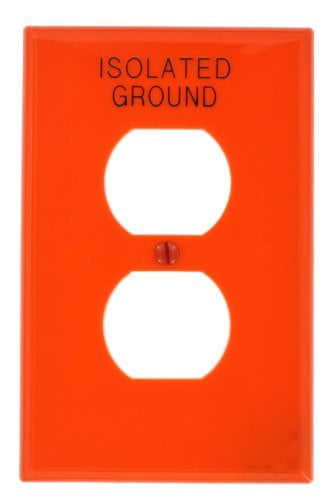 Leviton PJ8-IG Orange Midway Nylon Single Gang 'Isolated Ground' Duplex Receptacle Wall Plate