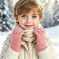 thumbnail image 6 of TKKCS Kids Knit Gloves Elastic Ribbed Cuff Warm Full Fingers Soft Stretchy Winter Gloves for Boys Girls Watermelon Red 3-8Years, 6 of 6