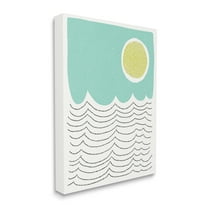 Stupell Industries Sun Rising over Ocean Waves Abstract Dotted Lines Abstract Painting Gallery Wrapped Canvas Print Wall Art, 24 x 30