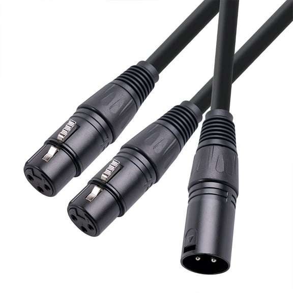 XLR Y-Splitter Cable, XLR Male to Dual XLR Female Mic Combiner Y Cord Balanced Microphone Adaptor Patch Cable - 50cm