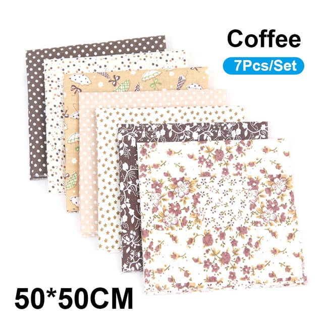 7Pcs/Set DIY Assorted Pattern Floral Printed Patchwork Cotton Fabric Cloth Sewing Quilting Cloth 500x500mm