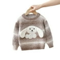 thumbnail image 4 of IVEYRTF Girls Cardigan Sweater with Cute Knit Dog Print Warm Cozy Open Front Solid Color Fall Winter Fleece-Lined Outerwear Sweater Tops(Coffee,5-6 Years), 4 of 9