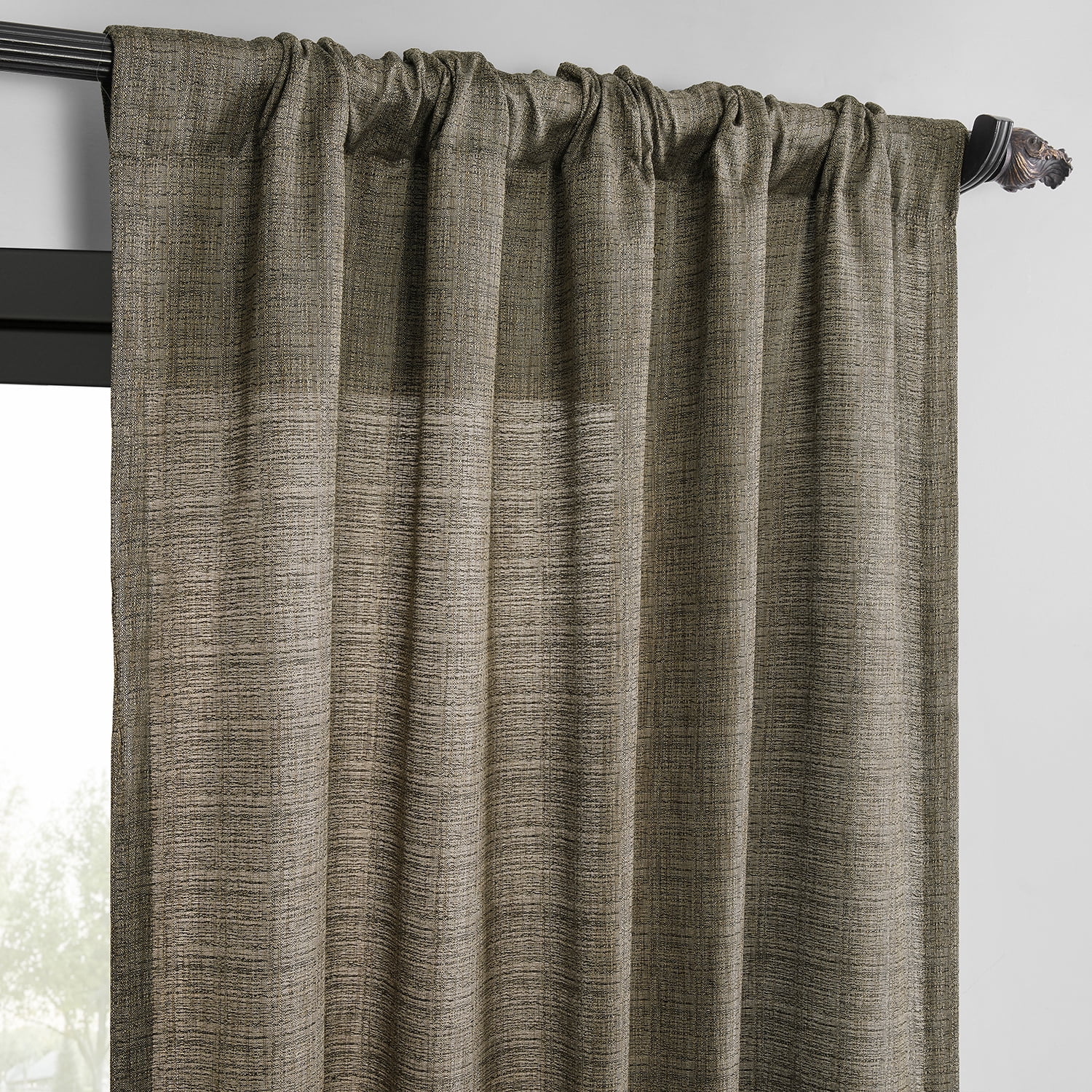 Half Price Drapes Dark Grey Raw Linen Weave Light Filtering Curtains for Bedroom (2 Panel), 50W X 96L