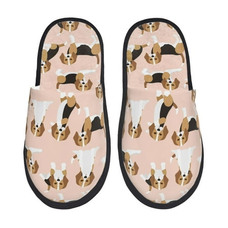 

Pofeuu Beagle Dog On Brown Print EVA Fuzzy House super light Slippers Slippers Scuff Outdoor Indoor Warm Cozy Plush Bedroom Shoes Soft Flat Comfy Anti-Slip-Large