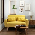 thumbnail image 5 of Sobaniilo 47" Small Modern Loveseat Sofa, Mid Century Linen Fabric 2-Seat Sofa Couch Tufted Love Seat with Back Cushions and Tapered Wood Legs for Living Room, Bedroom and Small Space (Yellow), 5 of 5