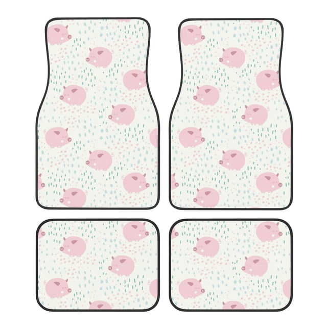 Balery Cute Pigs Juego de 4 Alfombrillas para Auto, Revestimientos de Caucho Resistente, Diseño Antideslizante