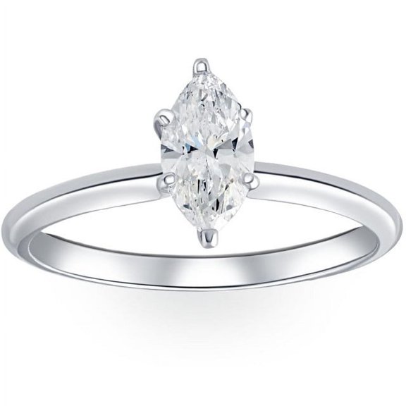 Empire Jewel 1.6 Ct Marquise Cut Diamond Rings for Her - 14K White Gold Plated Rings - Engagement Wedding Simple Solitaire for Women's - Beautiful Handmade Rings On Clearance - Promise Gifts for Her
