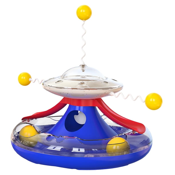 Cat Roller Toy Toys Interactivo con Teasing Sticks Food Feeder Puzzle Feeder Ejercitador Rodillo para entrenamiento de mascotas Perros , oscuro Colco Juguetes de tocadiscos para gatos