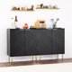 thumbnail image 2 of Almacenamiento gabinete - moderno accent gabinete con 2 decorative embossed pattern doors, wood buffet gabinete con inner estante para sala de estar, entrada, y kitchen in negra, 2 of 7