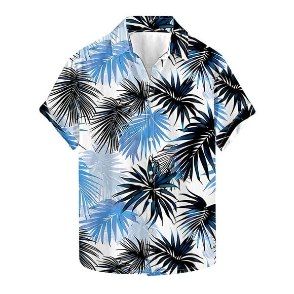 Txeol Mens Hawaiian Shirt Palm Leaf Tropical Floral Shirt Short Sleeve Button Down Shirts Summer Beach Camp Collar Holiday Sales,Multicolor,XXL