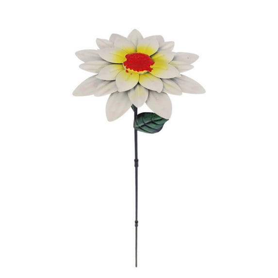 3 Pcs Metal Flower Garden Stakes, 14.5 Inch Outdoor Garden Decor Yard Spring Decor Art, Lawn Patio Decorations (White)