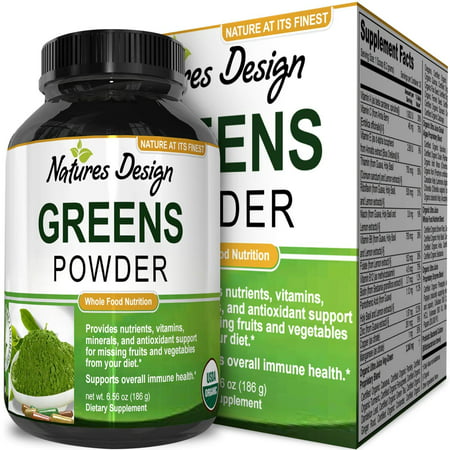 Natures Design Greens Powder Superfood Nutrition Mix with Healthy Organic Vegetables and Fruits Energy Boost Supplement Weight Loss Support Balanced Diet Blend Vitamins Antioxidants 6.56