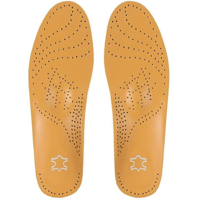 GFDYREE Leather Shoe Insoles Inserts with Arch Support Microfiber Imitation Leather Arch Support Insole Full-length (41-42)