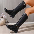 thumbnail image 5 of Eltusu Women Mid Calf Boots, No Slip Waterproof Casual Low Heel Riding Boots Black Size 9.5, 5 of 7