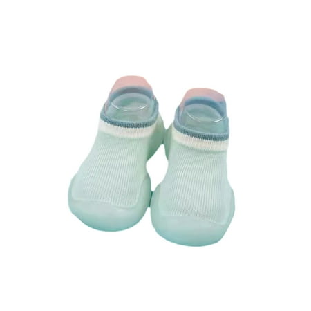 

Colisha Girls Boys First Walking Shoe Prewalker Socks Sneakers Knit Upper Floor Sock Shoes Bedroom Lightweight Flats Rubber Sole Green 8C-9C