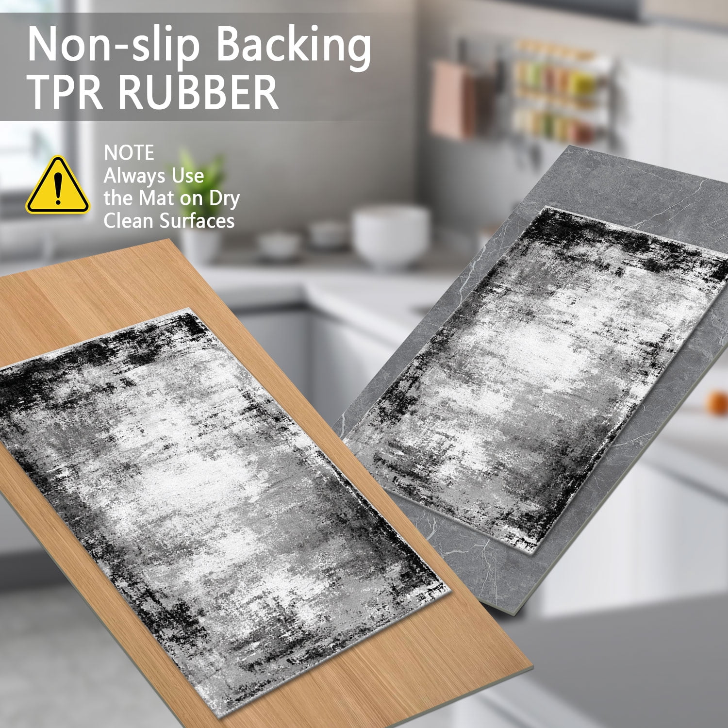 3 Piece Kitchen Rug Set, Non-Slip And Washable, Abstract Pattern Kitchen Hallway Rug, Soft And Comfortable, Suitable For Sinks, Floors, Entrances, Hallways and Bathrooms