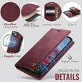thumbnail image 5 of Dteck for iPhone 14 Wallet Case, Shockproof 2-in-1 Magnetic Detachable PU Leather Folio Cover with Card Slots RFID Blocking Stand Flip Protective Cover, Red, 5 of 12