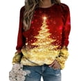 thumbnail image 4 of Christmas Sweatshirt For Women Crewneck Loose Fit Shirts Santa Tree Sweatshirt Classic Casual Top Pollover Shirts Round Neck Comfort Trendy Outwear Fall And Winter Clothes, 4 of 8