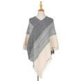 thumbnail image 4 of Poncho Rayé pour Femmes avec Franges Foulard Châle Tricoté Wraps Frangés Pull Cape Cadeaux pour Femmes, 4 of 4