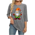 thumbnail image 3 of qelini Christmas Tee Shirts for Women Dwarf Print Crewneck Pullover Ribbed 3/4 Sleeve Tops Casual Holiday Blouses, 3 of 5