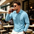 thumbnail image 5 of Sewkxo Men's Polo Shirt Long Sleeve Golf Shirts Lightweight Breathable Cool Shirts,Light Blue 2XL, 5 of 7